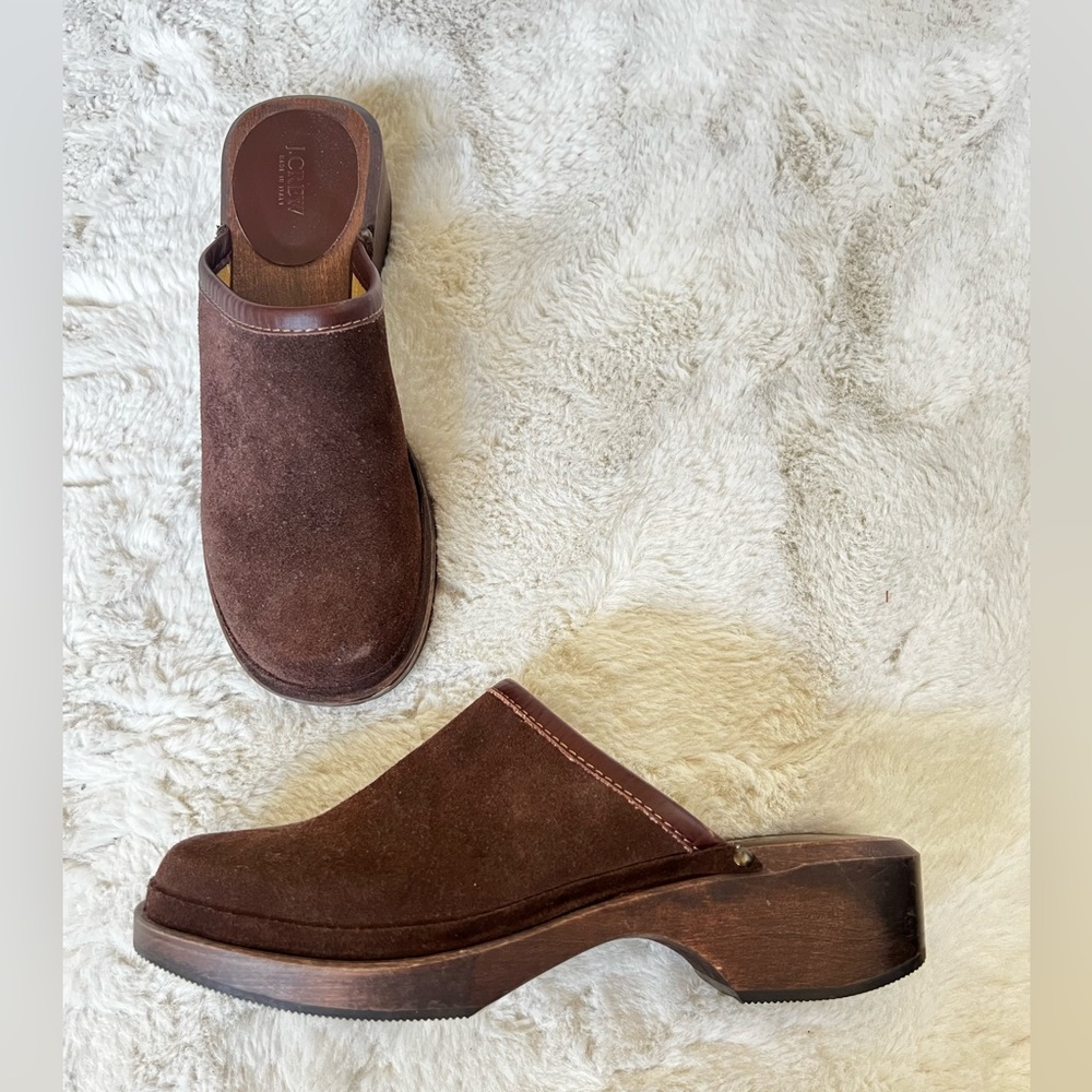 Worn once J Crew wood and leather clogs. Size 7.